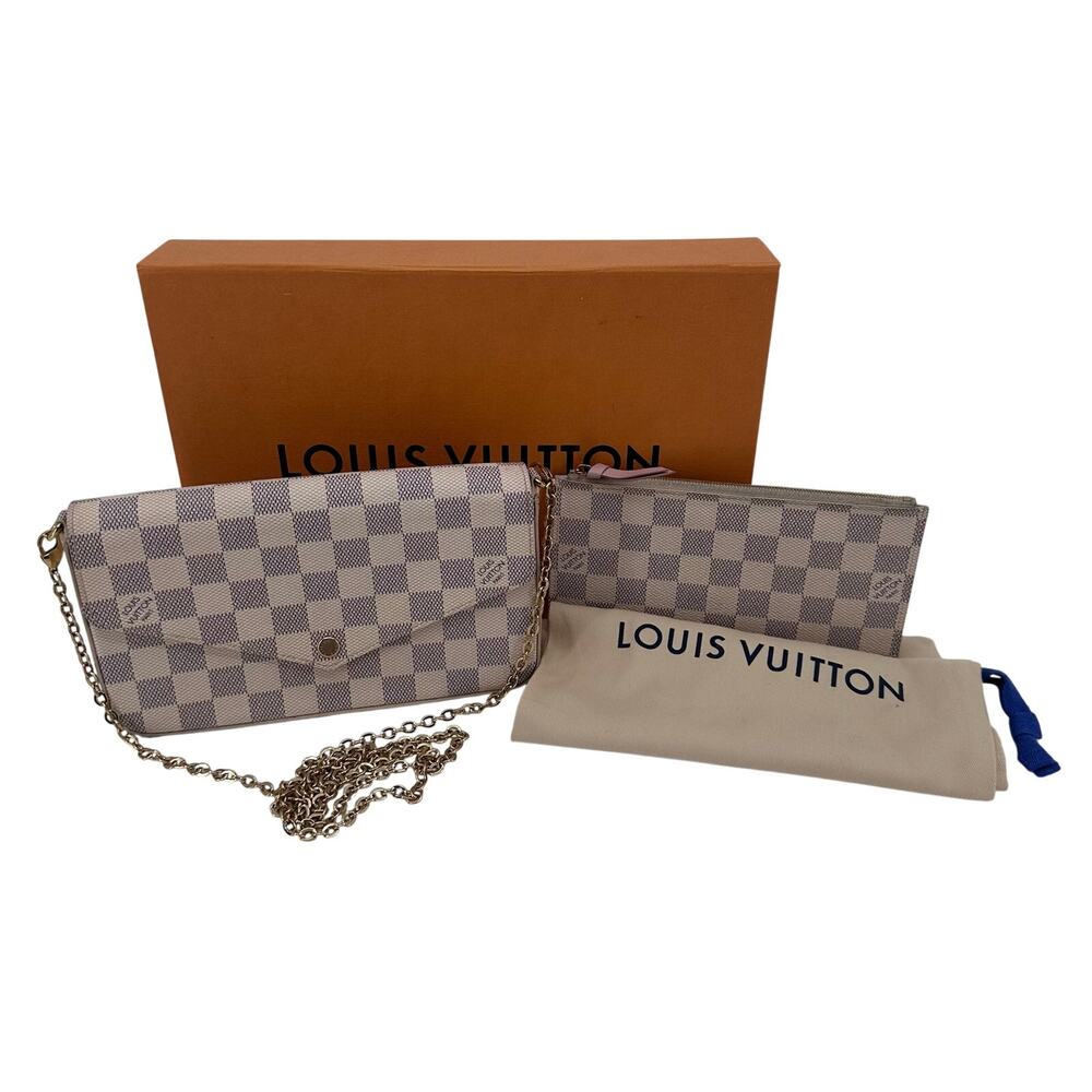 Louis Vuitton LV Damier Azur Felicie Pochette Crossbody Bag Full Set